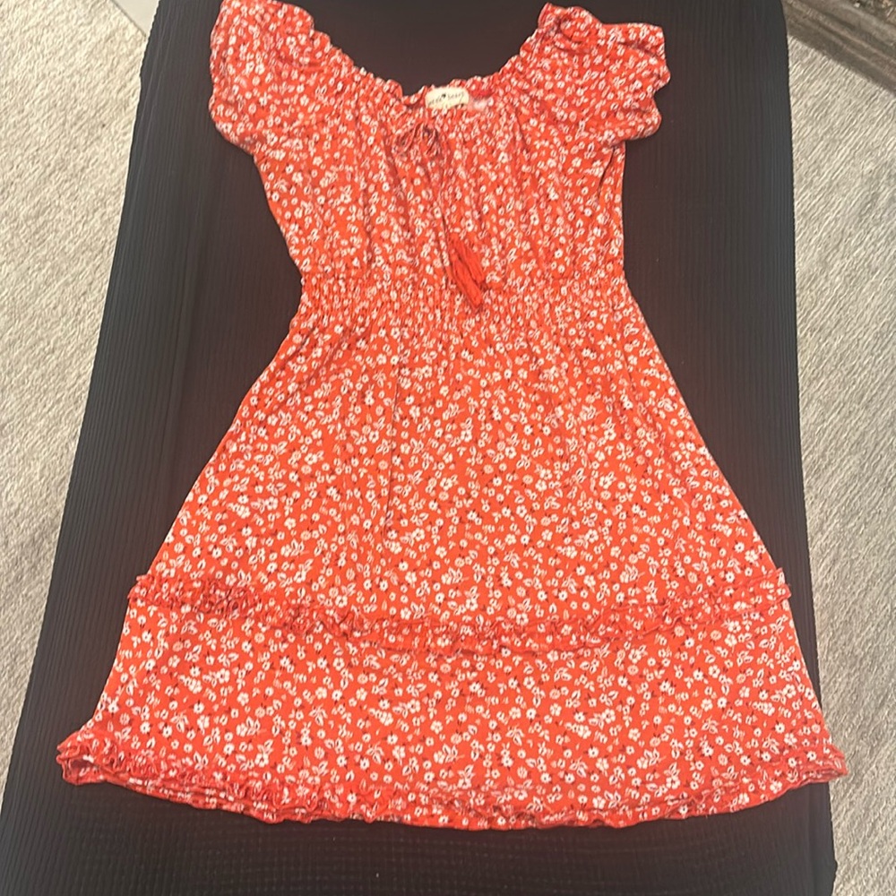 Red and white farm dress